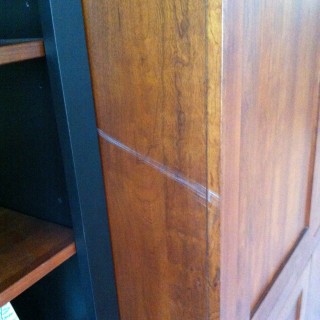 Cabinet scratch repair- before